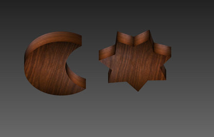 Wood tea light candle holders. Sun &amp; Moon. Digital files for CNC and 3D printing